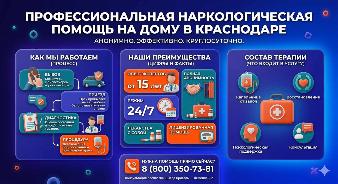 Инфографика о принципах лечения алкоголизма на дому в Ржеве: этапы вызова нарколога, преимущества анонимной детоксикации и состав медицинской помощи.